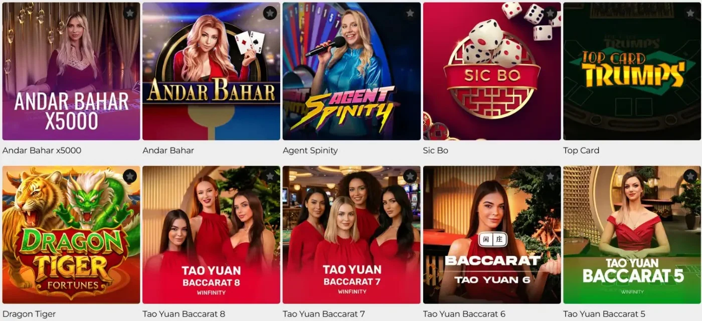 Tables en direct de Lord of Spins : blackjack, baccara, roulette